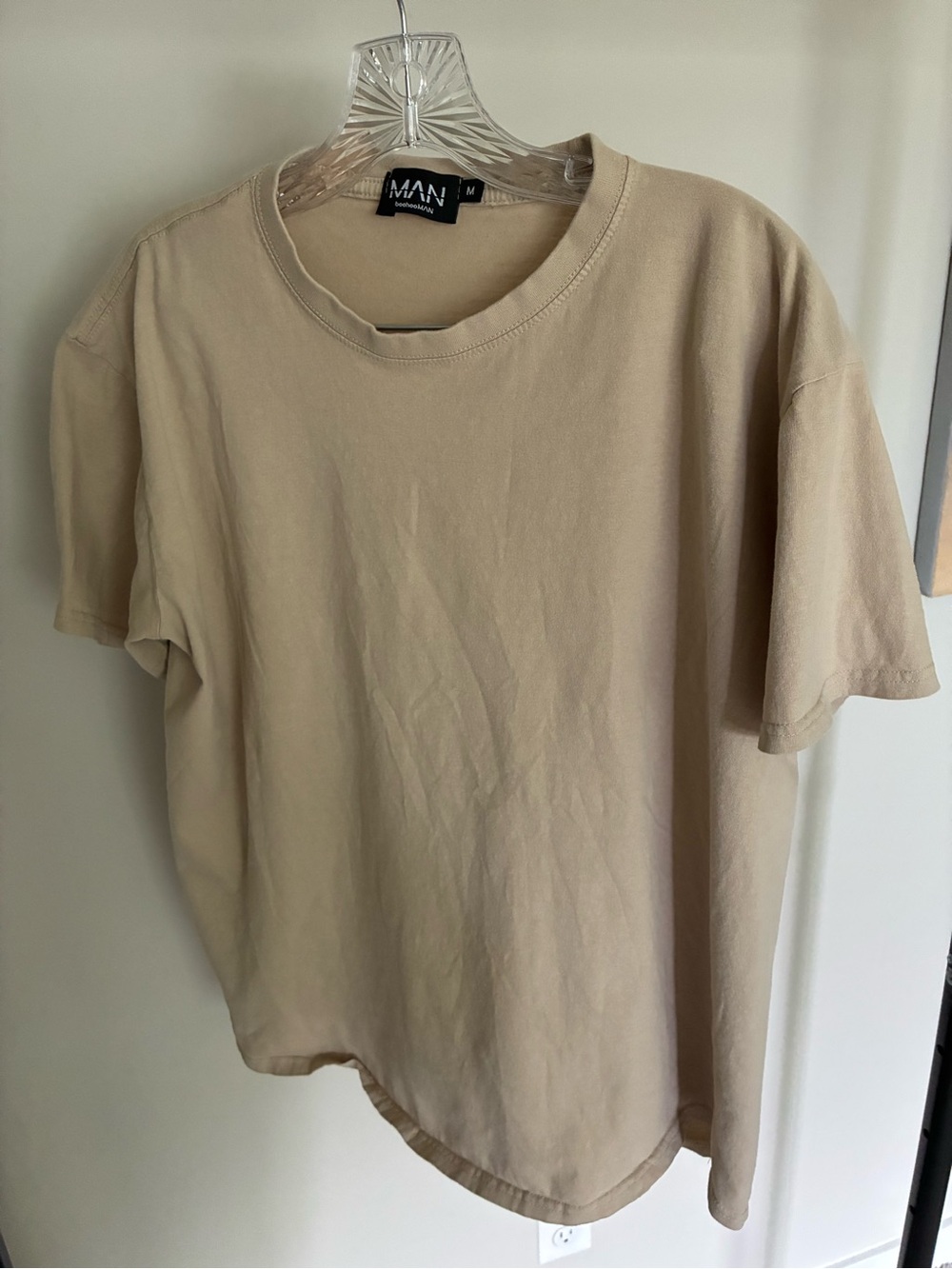 Boohoo Mens Beige Crew Neck Short Sleeve T-Shirt